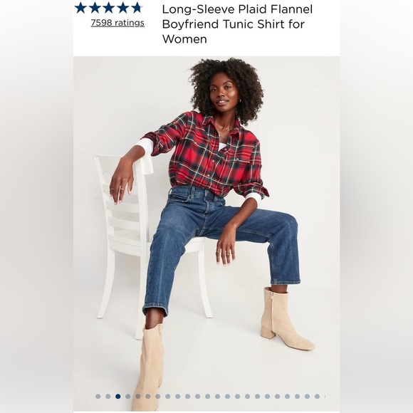 BNIP, 🆕Old Navy Boyfriend Flannel Shirt, Tartan Plaid, XL Tall - Picture 4 of 5